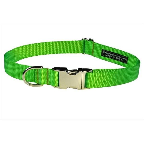 Sassy Dog Wear Sassy Dog Wear SOLID NEON GREEN-METAL BUCKLE SM-C Aluminum Buckles Dog Collar; Neon Green - Large SOLID NEON GREEN-METAL BUCKLE SM-C